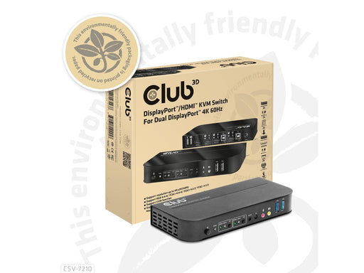 Club 3D CSV-7210 DisplayPort/HDMI KVM Switch for Dual DisplayPort 4K60Hz