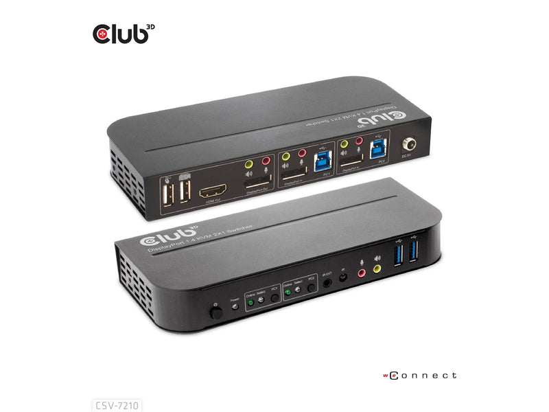 Club 3D CSV-7210 DisplayPort/HDMI KVM Switch for Dual DisplayPort 4K60Hz