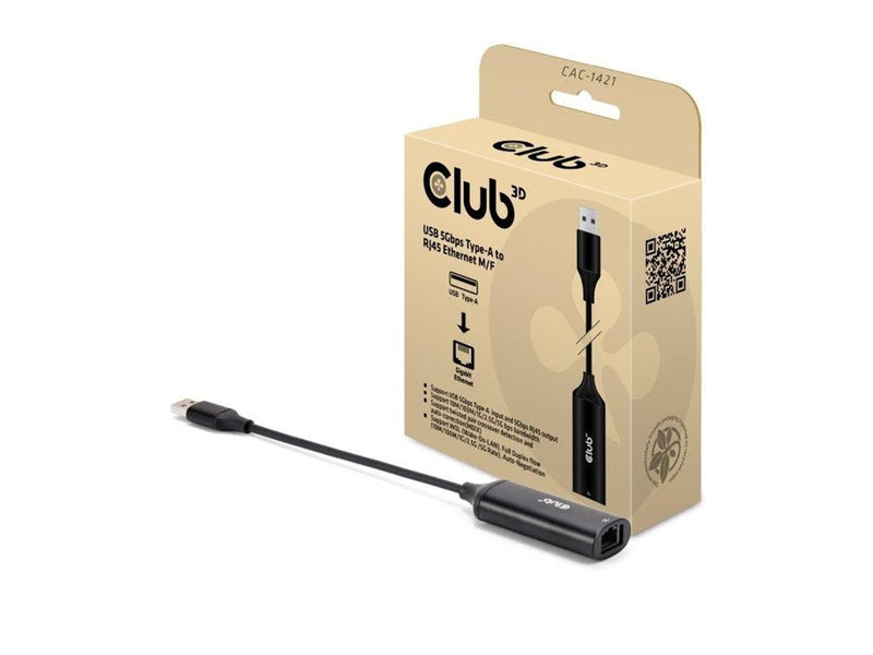 Club 3D USB-A to RJ45 Ethernet 5G M/F Adapter