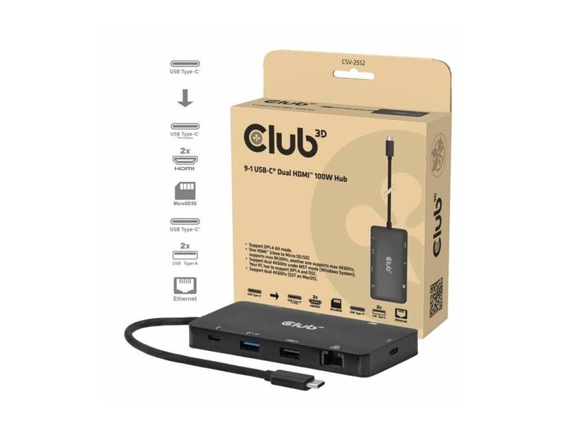 Club 3D - docking station - USB-C - HDMI - 1GbE