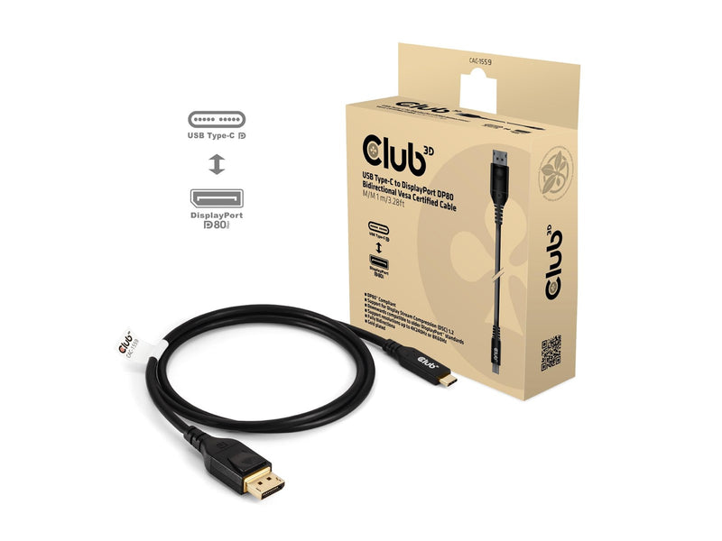 Club 3D - video adapter cable - 24 pin USB-C to DisplayPort - 1 m