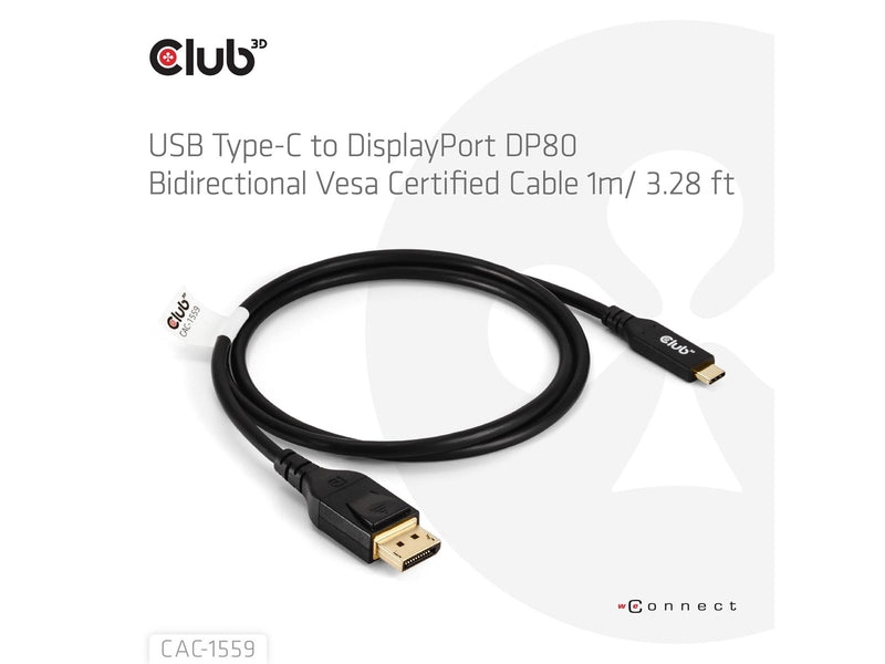 Club 3D - video adapter cable - 24 pin USB-C to DisplayPort - 1 m