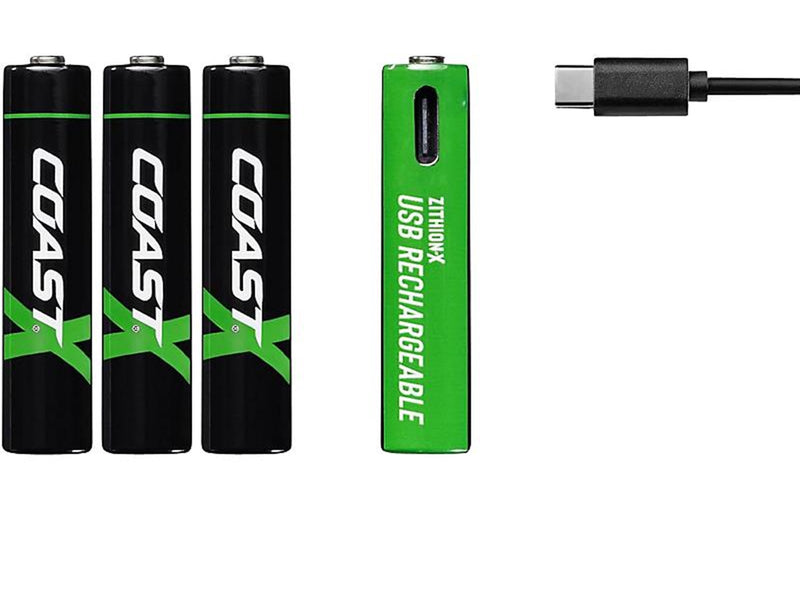 Coast Battery 1.5V AAA Li-Ion rechargeable 750 mAh USB-C cable pack of 4.