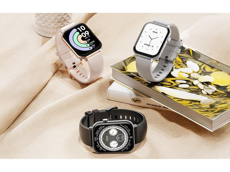 Colmi C28 Smartwatch with Black and Brown Leather Strap