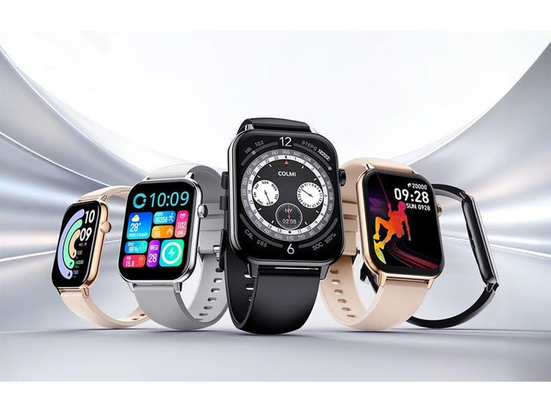 Colmi C28 Smartwatch with Black and Brown Leather Strap