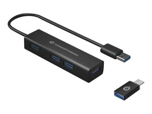Conceptronic HUBBIES06B - hub - 4 ports USB-Hubs - USB 3.2 - 4 - Schwarz