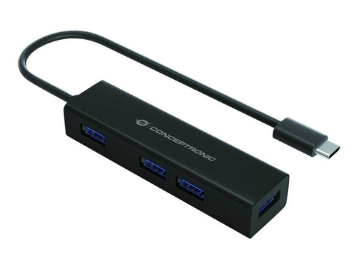 Conceptronic HUBBIES07B - hub - 4 ports USB-Hubs - USB 3.2 - 4 - Schwarz