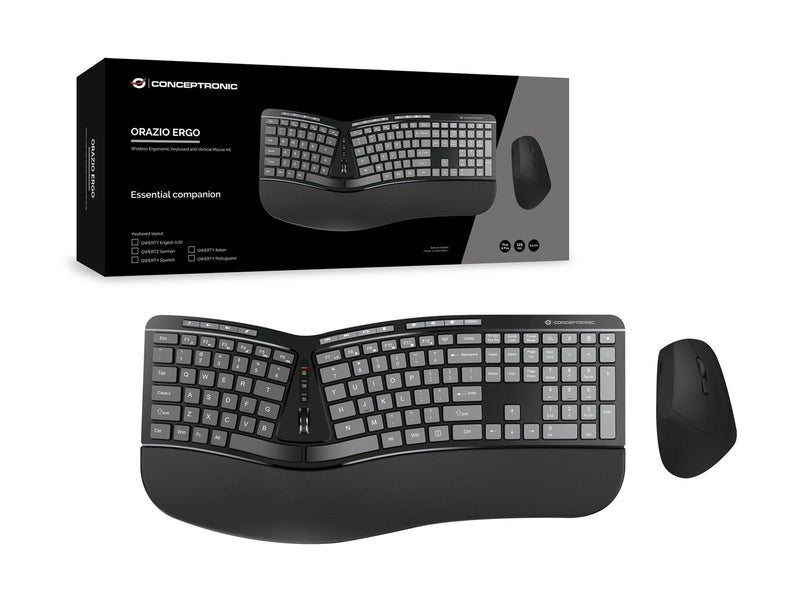 Conceptronic ORAZIO02US ERGO - Tastatur & Maus Set - Universal - Schwarz