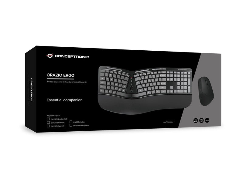 Conceptronic ORAZIO02US ERGO - Tastatur & Maus Set - Universal - Schwarz