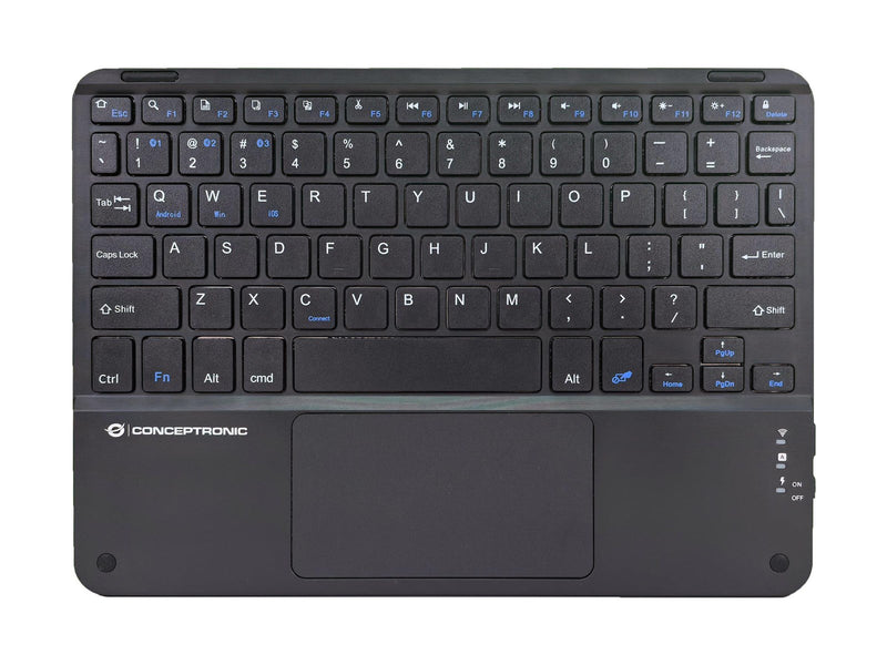 Conceptronic TOBIN01BUS - keyboard - 10" - with touchpad LED indicator - QWERTY - US International - black Input Device - Tastatur - Universal - Schwarz