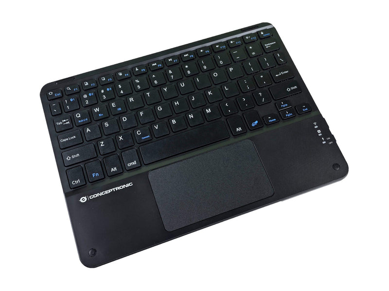 Conceptronic TOBIN01BUS - keyboard - 10" - with touchpad LED indicator - QWERTY - US International - black Input Device - Tastatur - Universal - Schwarz