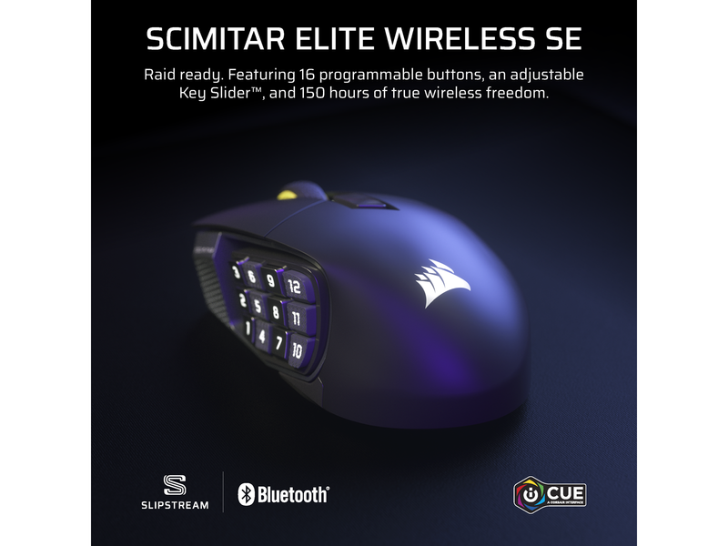Corsair Scimitar Elite Wireless SE MMO - Gun metal - Gaming Maus (Schwarz)