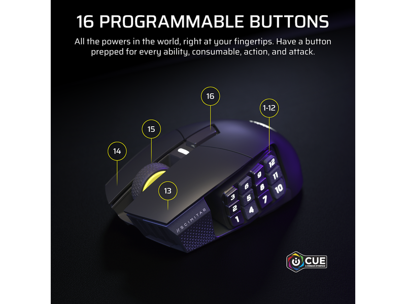Corsair Scimitar Elite Wireless SE MMO - Gun metal - Gaming Maus (Schwarz)