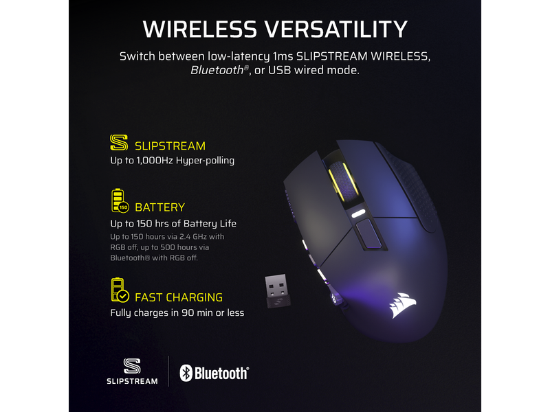 Corsair Scimitar Elite Wireless SE MMO - Gun metal - Gaming Maus (Schwarz)