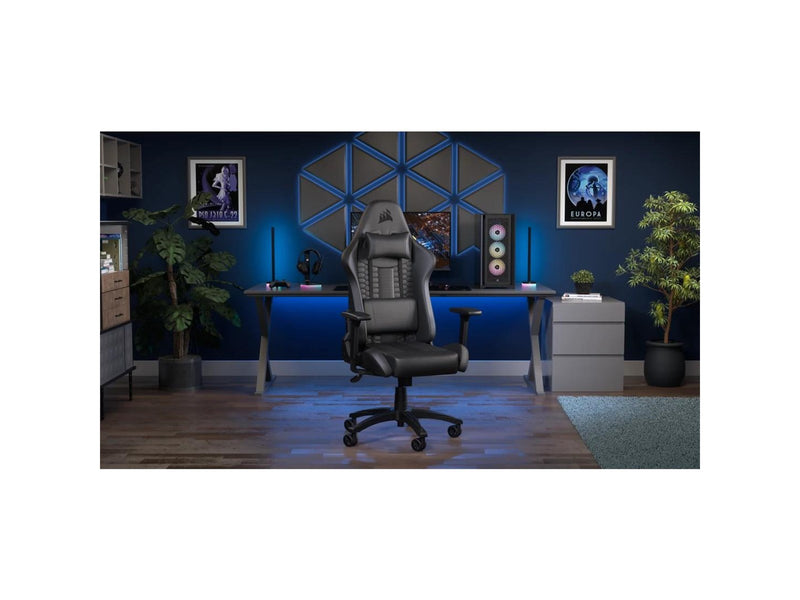 Corsair TC100 Relaxed Gaming Stuhl - Schwarz - Plüsch-Kunstleder - Bis zu 120 kg