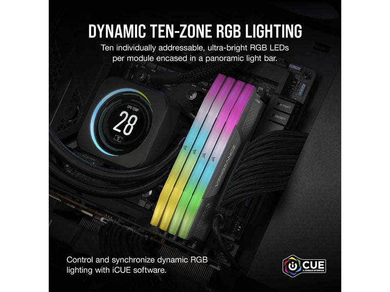 Corsair Vengeance RGB DDR5-5200 - 64GB - CL40 - Dual Channel (2 pcs) - AMD EXPO & Intel XMP - Grau mit RGB