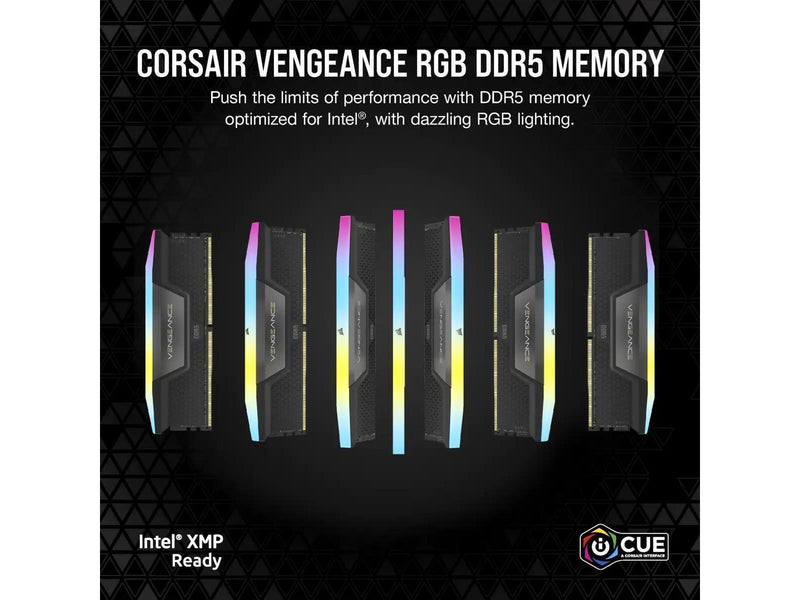 Corsair Vengeance RGB DDR5-5600 - 64GB - CL40 - Dual Channel (2 pcs) - Intel XMP - Schwarz mit RGB