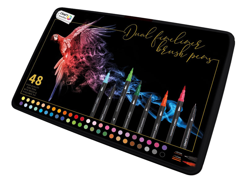 Craft Sensations Fineliners / brush pens 48 pcs in tin box