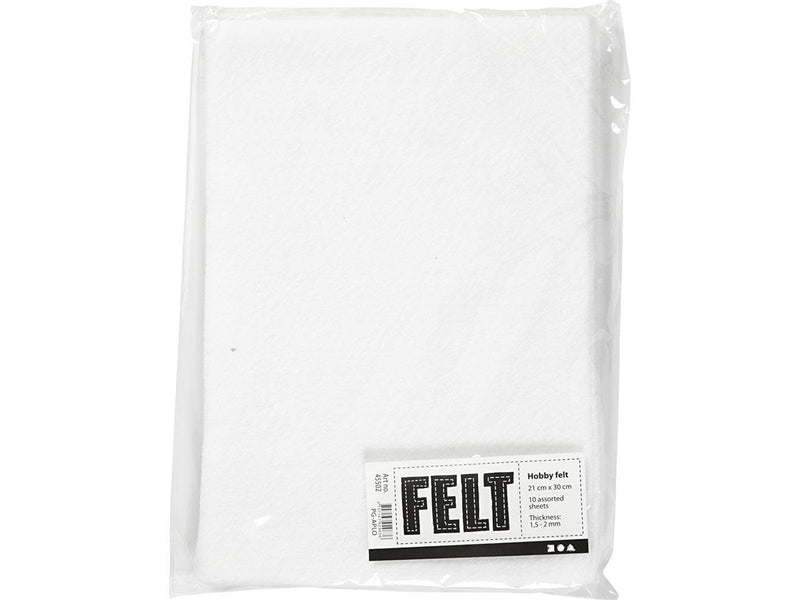 Creativ Company Hobby Felt White A4 10 Sheets