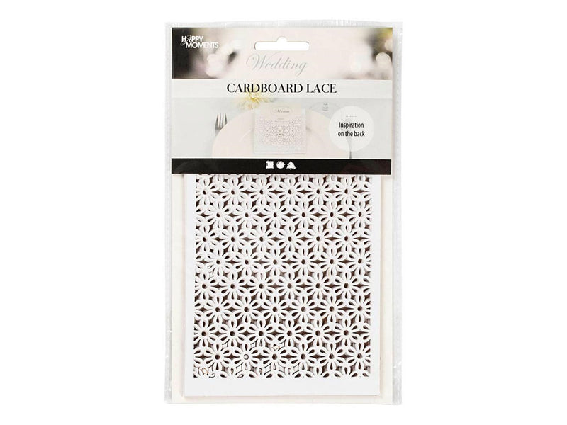 Creativ Company - Patterned Cardboard Flower White 10 pcs.