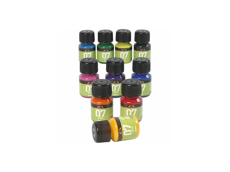 Creativ Company Permanent Glass Paint - Set of 10 Colors 30ml