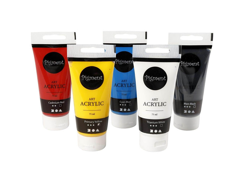 Creativ Company Pigment Art Acrylic Paint Primary Colors 5x75ml