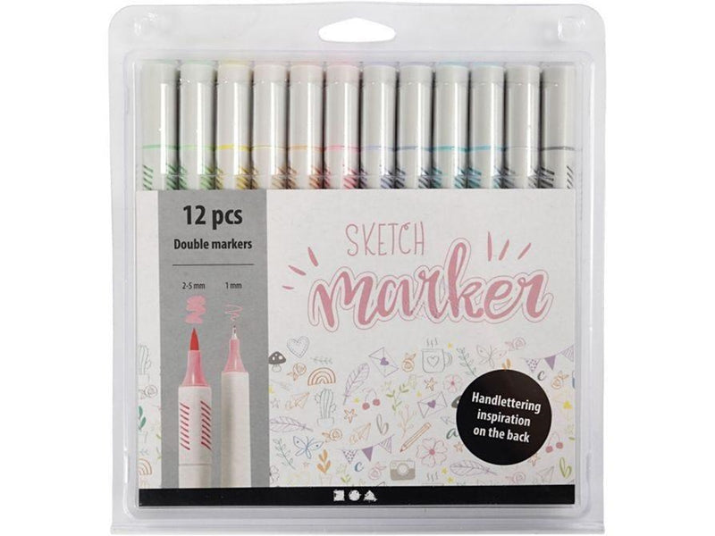 Creativ Company Sketch Double Markers Pastel Colours 12 pcs