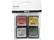 Creativ Company - Stamping ink Gold/Lime Green/Christmas Red/Silver 4 pcs.
