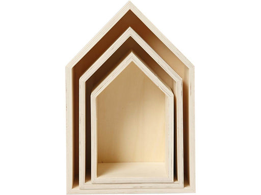 Creativ Company Wooden Houses with Hanging Hook 3pcs.