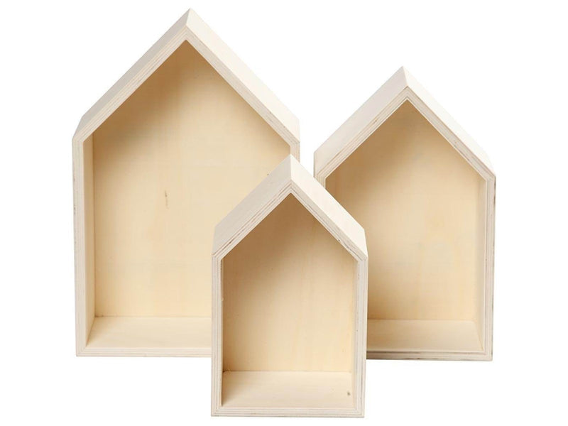 Creativ Company Wooden Houses with Hanging Hook 3pcs.