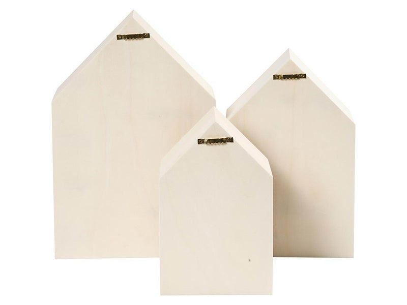 Creativ Company Wooden Houses with Hanging Hook 3pcs.
