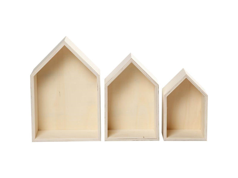Creativ Company Wooden Houses with Hanging Hook 3pcs.
