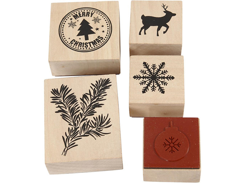 Creativ Company Wooden Stamp Set Christmas 5pcs.