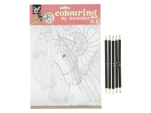 Creative Craft Group Color by Number with 5 colored pencils