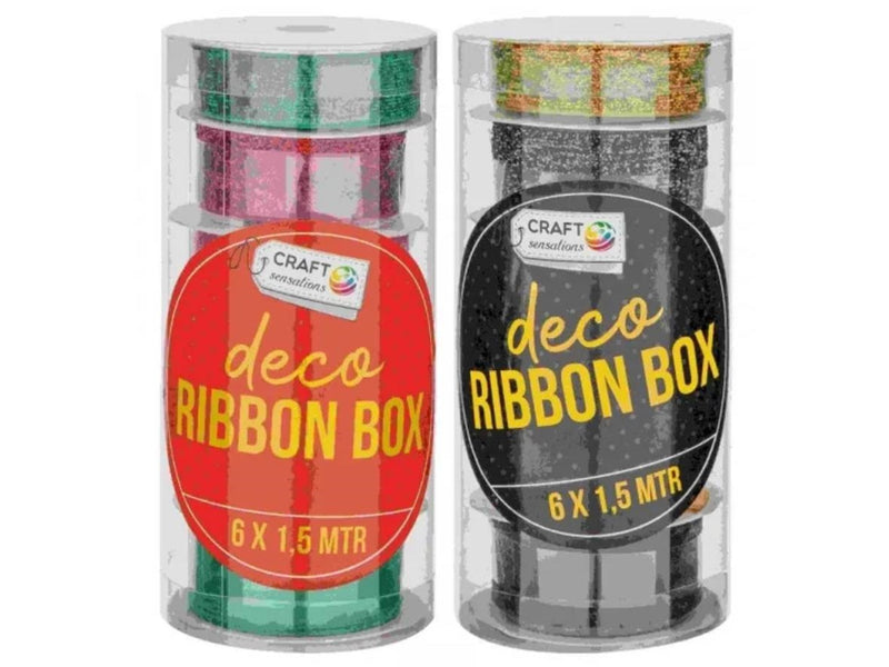 Creative Craft Group Gift ribbon 6 wide rolls in round box. Ace