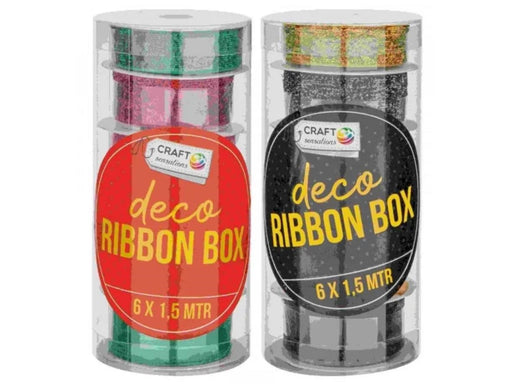 Creative Craft Group Gift ribbon 6 wide rolls in round box. Ace