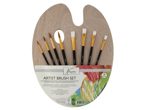Creative Craft Group Wooden palette with 8 brushes.