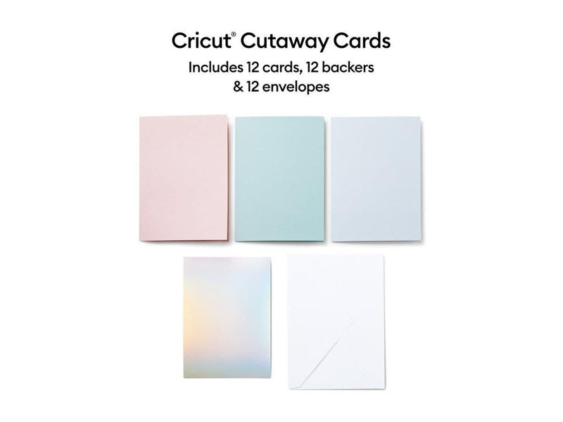 Cricut Pastel Sampler - cutaway card set - powder blue tulip holographic silver matte white whispering blue