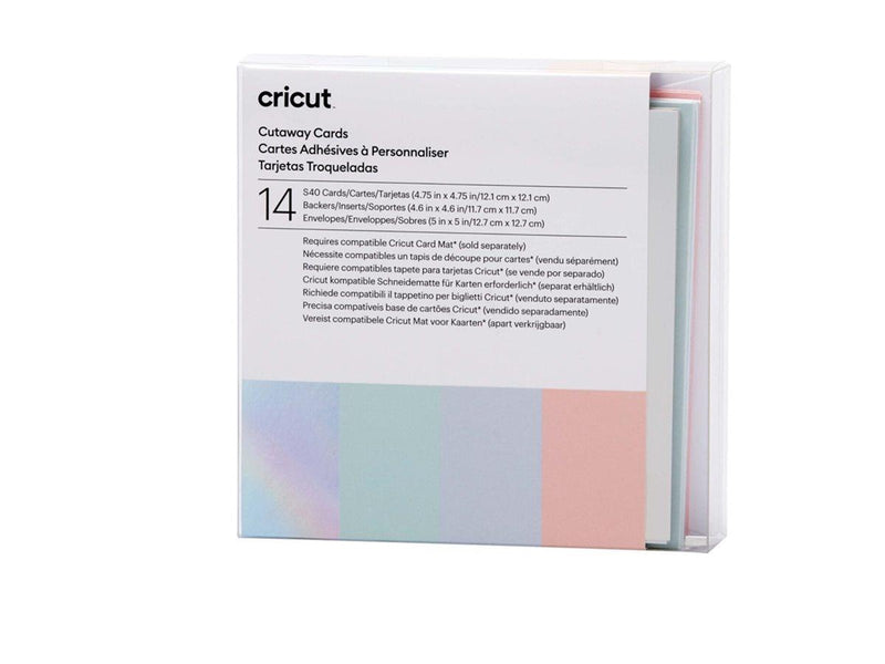 Cricut Pastel Sampler - cutaway card set - white powder blue tulip whispering blue silver matte holographic