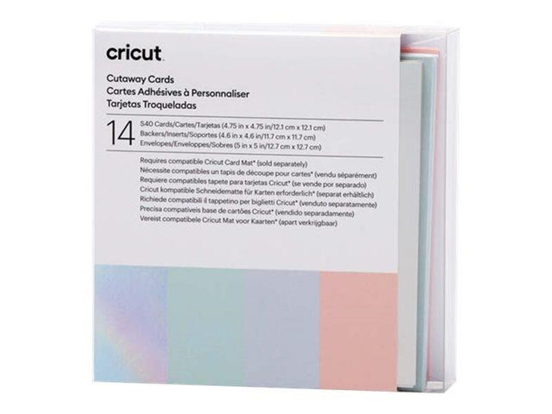 Cricut Pastel Sampler - cutaway card set - white powder blue tulip whispering blue silver matte holographic