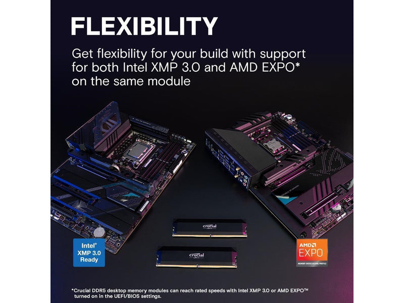 Crucial PRO Overclocking DDR5-6400 - 64GB - CL40 - Dual Channel (2 pcs) - AMD EXPO & Intel XMP - Schwarz