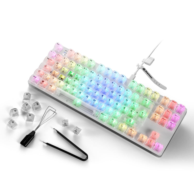 Sharkoon Crystal Shark mechanische Gaming-Tastatur, weiß