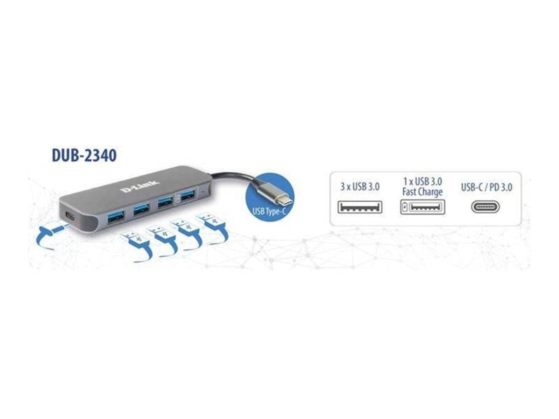 D-Link DUB-2340 - hub - 5 ports USB-Hubs - 5 - Grau