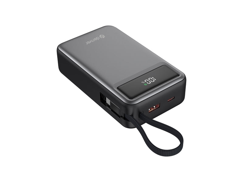 DENVER PQCA-20650 - Fast charge Powerbank 20000mAh With PD65W USB-C cable built-in - 20000 Ah