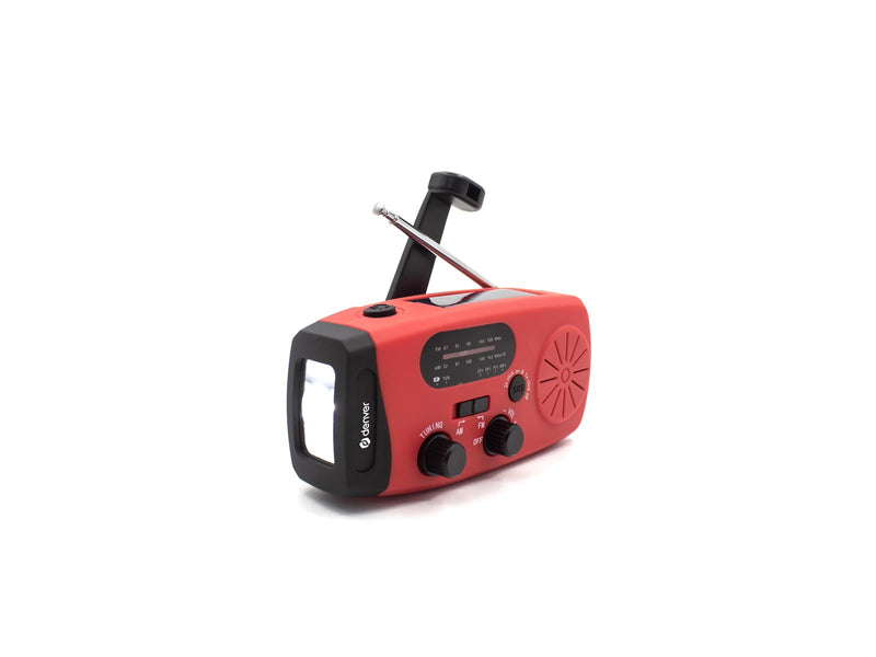 DENVER SCR-2007 - Emergency Radio - Solar - Dynamo - 2000 mAh Powerbank - FM - FM - Mono - Rot