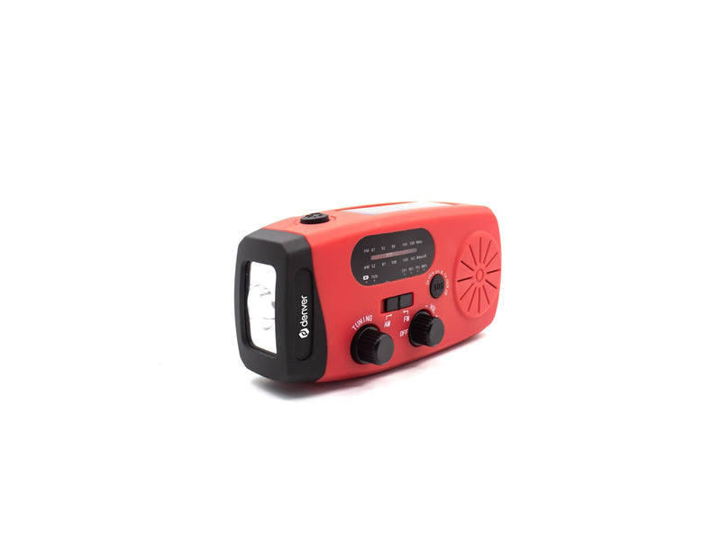 DENVER SCR-2007 - Emergency Radio - Solar - Dynamo - 2000 mAh Powerbank - FM - FM - Mono - Rot