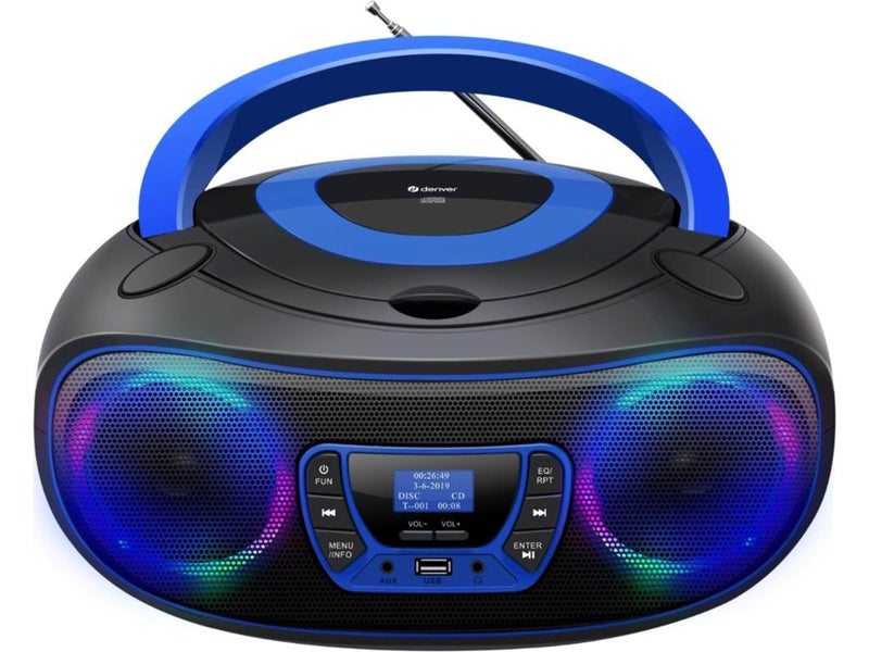 DENVER TDB-212BU - Blue – DAB+ Boombox with Bluetooth & CD Player
