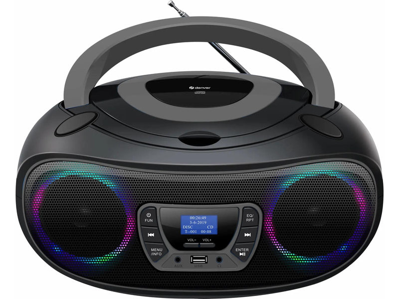 DENVER TDB-212GR - Grey – DAB+ Boombox with Bluetooth & CD Player