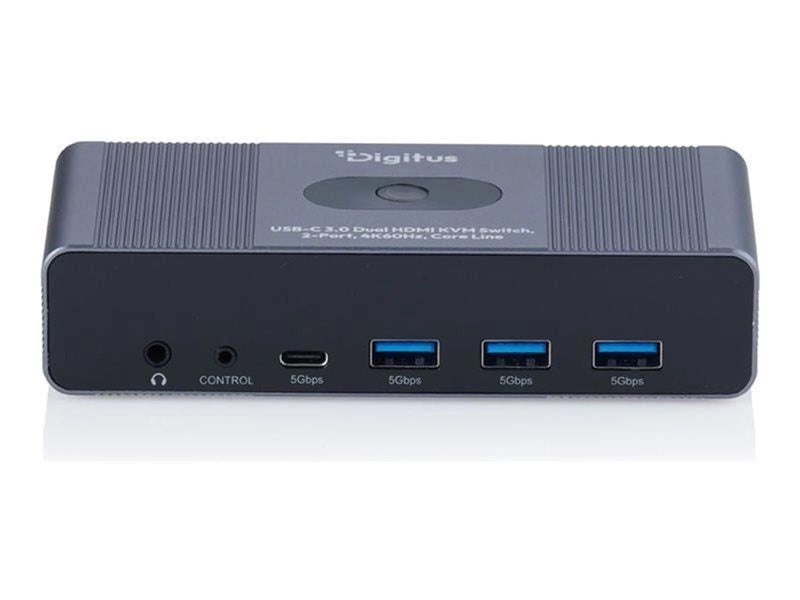 DIGITUS Core Line - KVM / video / audio switch - USB-C 3.0 Dual HDMI 4K60Hz - 2 ports