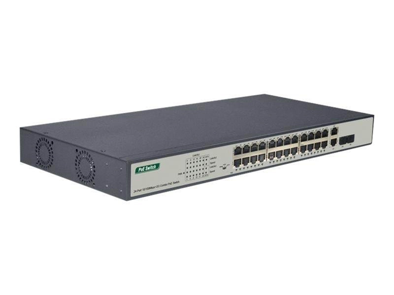 DIGITUS DN-95343  24 Port Fast Ethernet PoE Switch 19 Inch Unmanaged 2 Uplinks